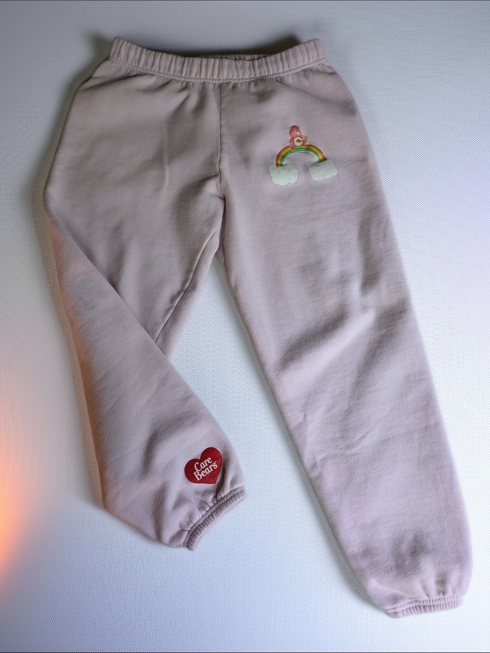 Care Bears Light Pink Girls' Sweatpants with Rainbow Patch